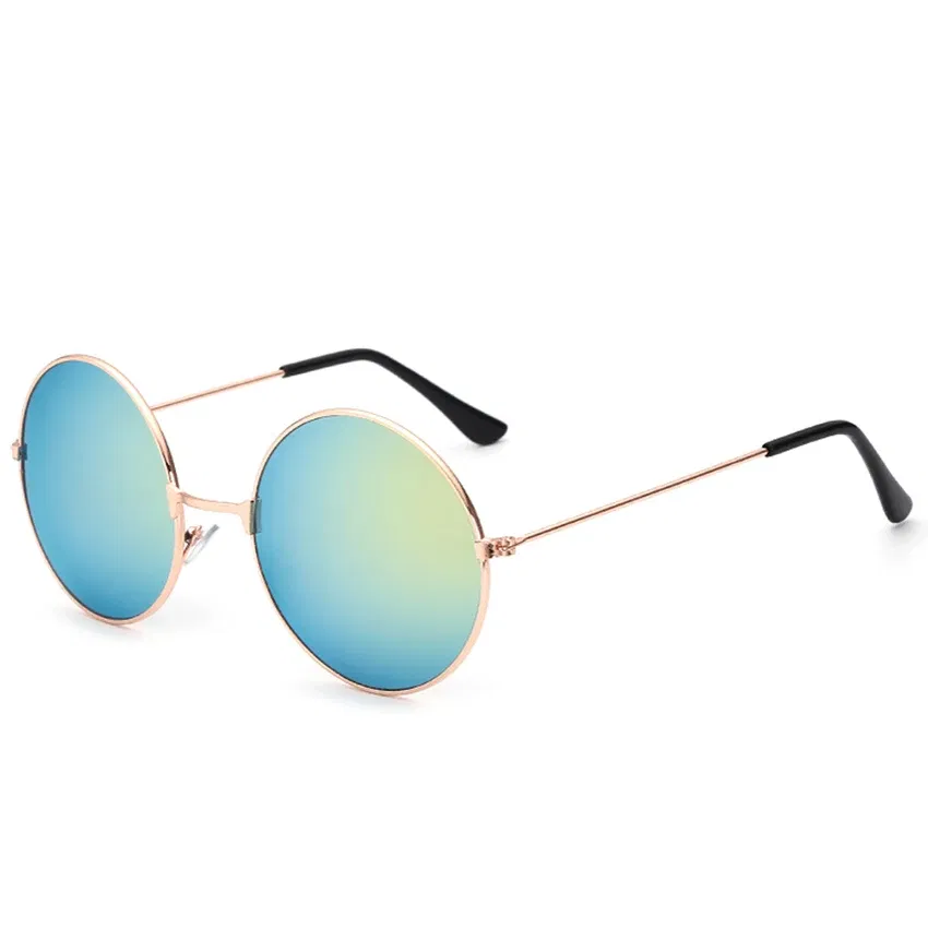 Lenses Color: Cyan, Frame Color: other - FOENIXSONG Fashion Sunglasses for Women Men  Pilot Round Gradient Mirror Women's Glasses Oculos Lentes Gafas De Sol