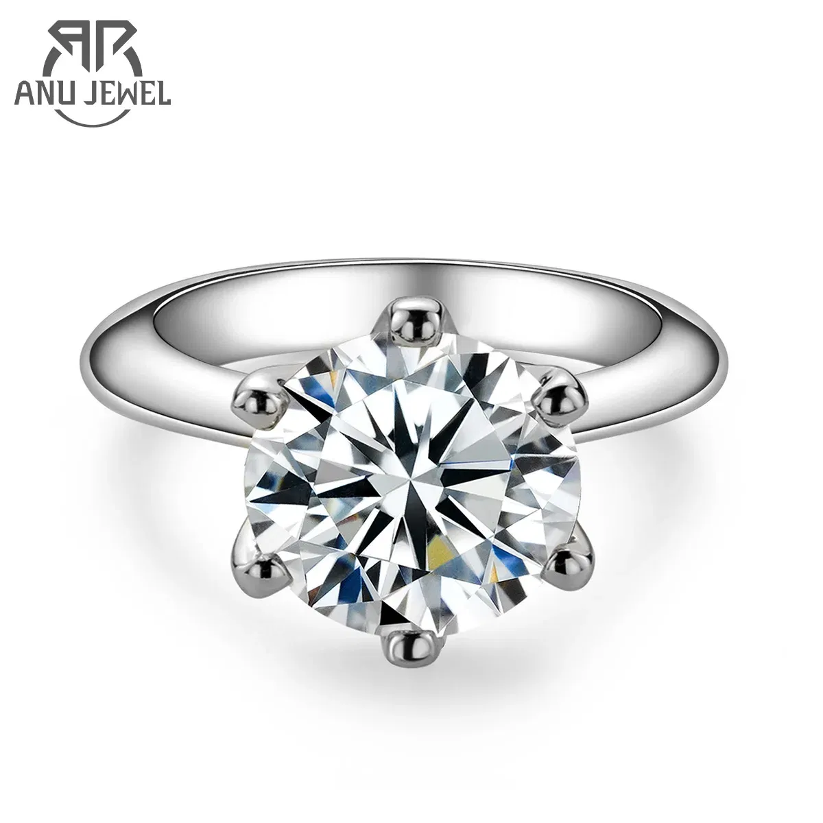 Gem Color: Blue,  Ring Size: 5 - AnuJewel 1ct 2ct 3ct 5ct D Color Moissanite Engagement  Ring For Women 925 Sterling Silver Gold Plated Solitaire Rings Wholesale