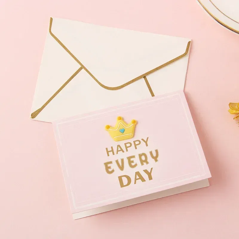 Color: Light Grey - Holiday greeting card Valentine's Day Qixi flower baking birthday thank you message greeting card Invitations Party Supplies