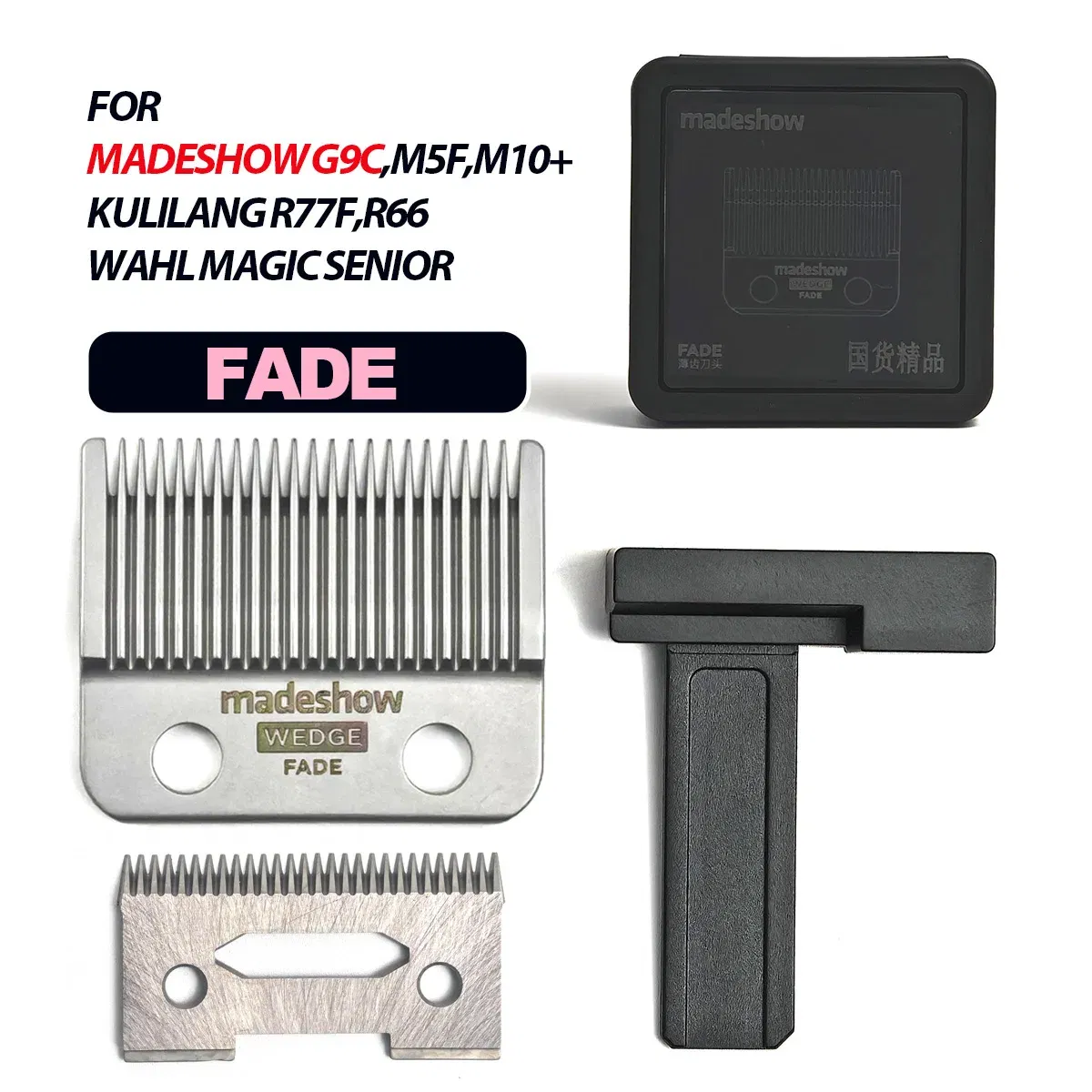 Color: green - Madeshow KULILANG M5F M10 R66 R77F Original Ultra Thin Fade Blade Hair Clipper Wedge Cutter Head Trimmer Replacement Accessory