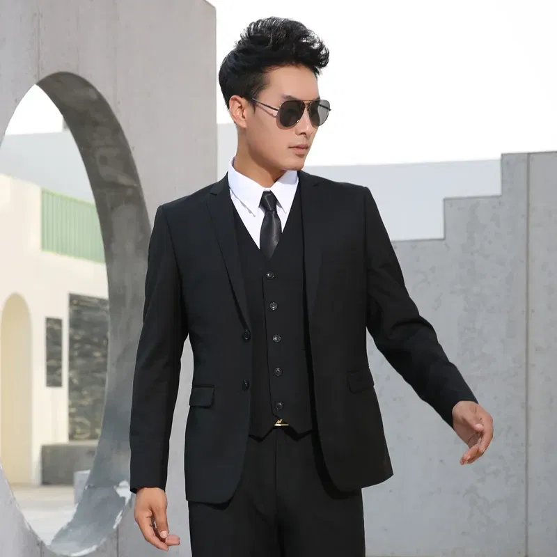 Color: Beige, Size: S - Men Suits Slim Fit Business Formal Casual Classic Suit Wedding Groom Party Prom Single Breasted Solid Color Black Gray Navy Blue