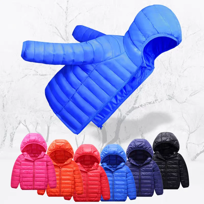 Color: Blue, Kid Size: 6 - Boys Girls Autumn Down Coats Kids Winter Windproof Jackets Children Solid Color Hooded Outerwear Teenager Fashion Warm Clothing