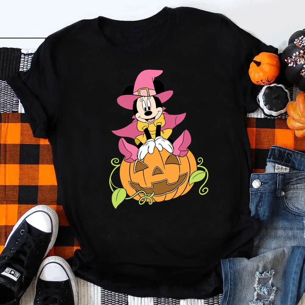 Color: Silver, Kid Size: 4T - Funny Mickey Minnie Mummy Print Disney Children Cotton T Shirts Trick Treat Fashion Halloween Cute Kid Clothes Girls Streetwear