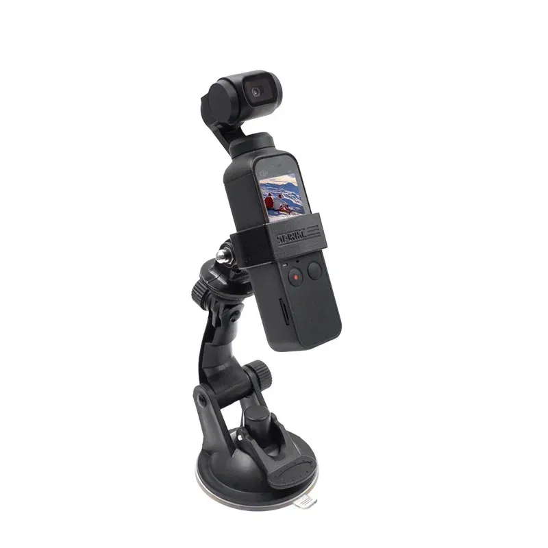 Color: grey - Gimbal Car Bracket Car Suction Cup Stable Mount Holder with Adapter Clip for DJI Pocket 3 Osmo Pocket 1/ 2 Camera  Accessories