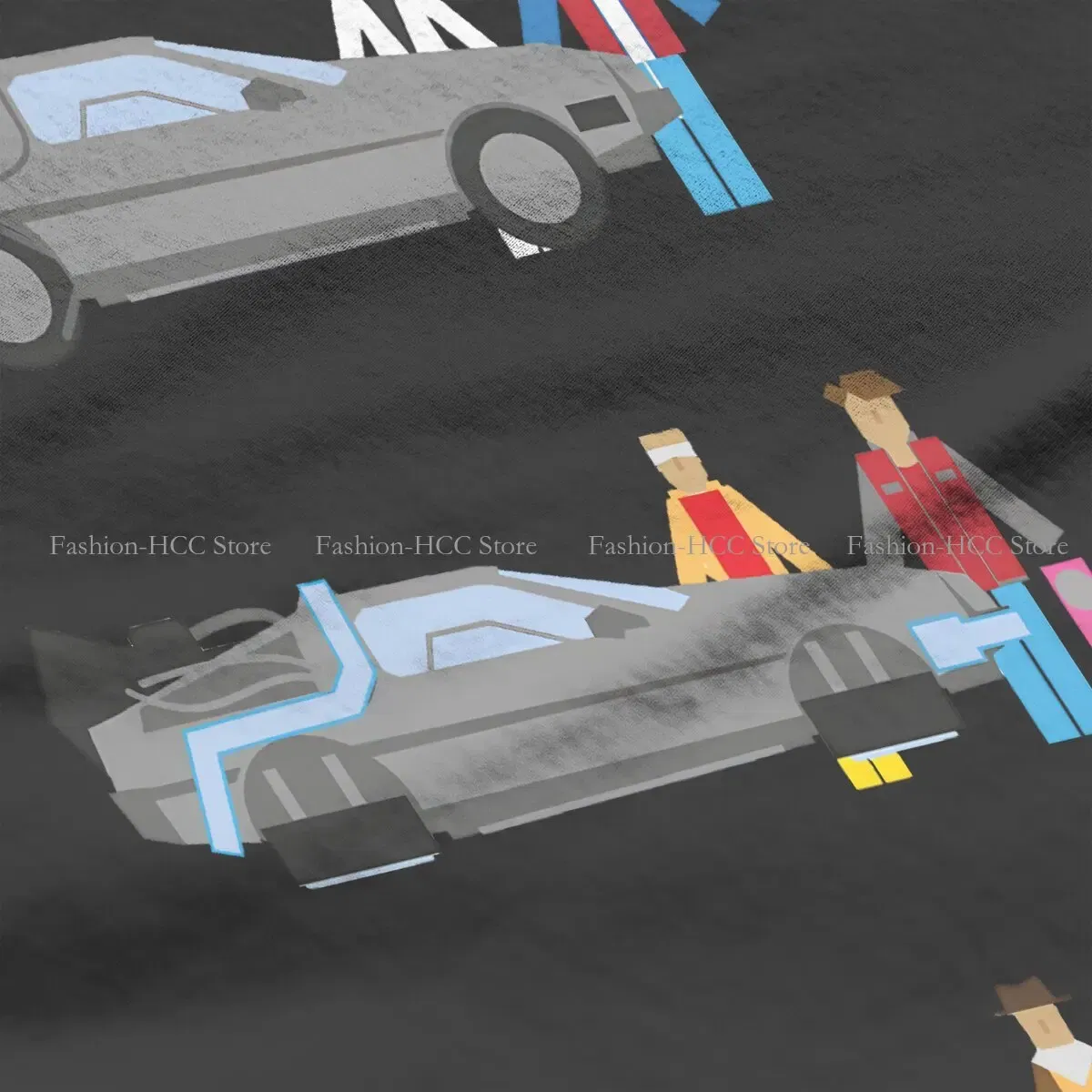 Color: WHITE, Size: L - Delorian Hip Hop Polyester TShirt Back To The Future Style Tops Leisure T Shirt Female Tee