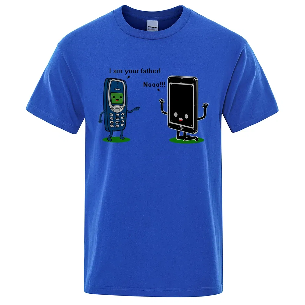 Color: black, Size: XL - I'm your father Funny phone T-Shirts Men Women Casual Short Sleeve Crewneck Breathable Tops Cotton Summer Hip Hop Tee Clothing