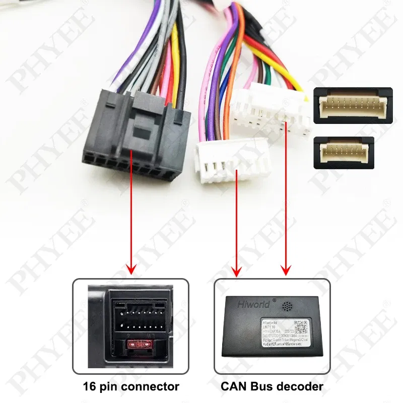 Color Name: WHITE, Ships From: CHINA - Wiring Harness CAN BUS Decoder 16 Pin Plug Connector Car Android Cable Adapter for Renault Clio 4 Captur Trafic Duster Sandero 2