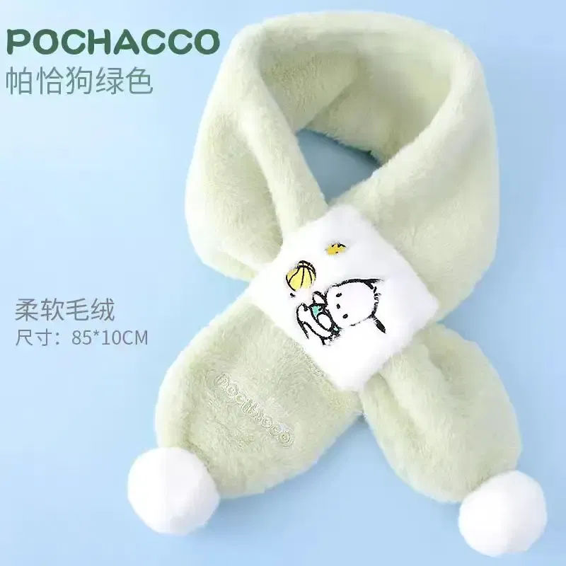 Color: Emerald Green, Size: XXL - 100% Genuine Paw Patrol Thicken Cross Collar Scarf Kids Girls Glove Warm Winter Muffler Fur Plush Cute Shawl Scarfs High quality