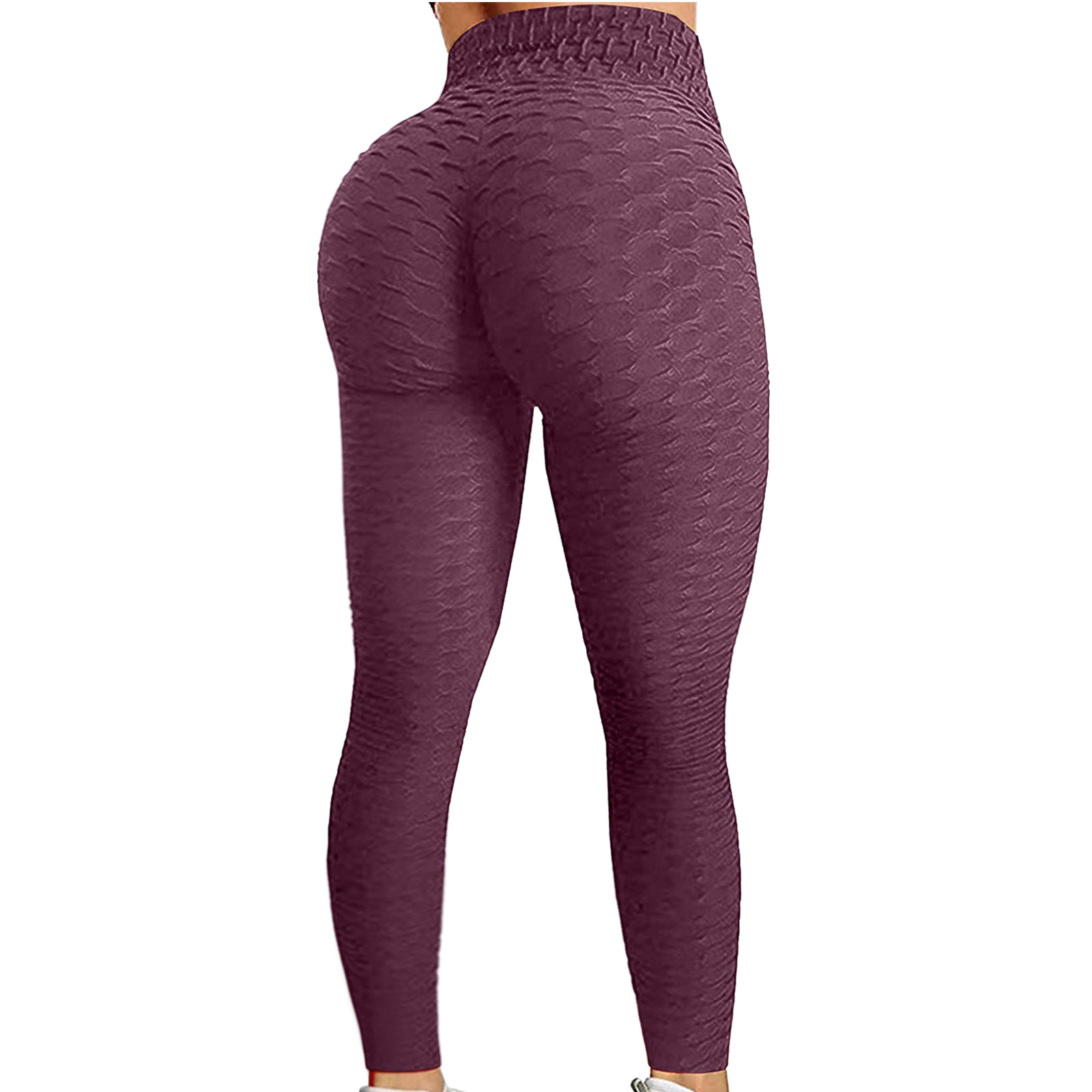 Color: Burgundy, Size: M - Women's Bubble Hip Lifting ExerciseYoga Pants Women  Fitness Running High Waist Gym Fitness Sports Flared Pant  Dance Trouers