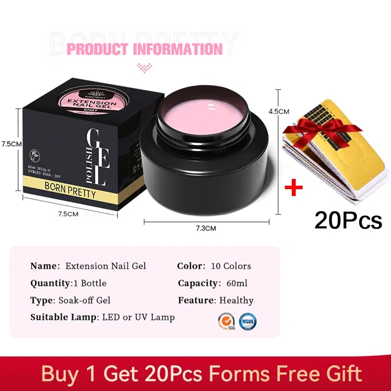 Color: Red Bronze - BORN PRETTY 60/30ml Hard Jelly Extension Nail Gel Polish French Nails Nude Pink White Clear Fibre Glass Gum For Manicure Extend