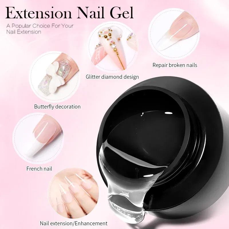Color: Red Bronze - BORN PRETTY 60/30ml Hard Jelly Extension Nail Gel Polish French Nails Nude Pink White Clear Fibre Glass Gum For Manicure Extend