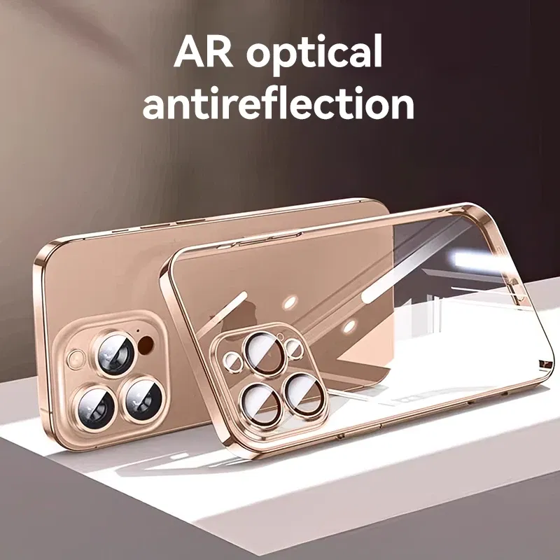 Color: Beige, Material: Plastic - Joyroom Case For iPhone 16 15 14 13 Pro Max Transparent Cover For iPhone 16 Pro Max Soft TPU Anti-drop Case With Len Protection