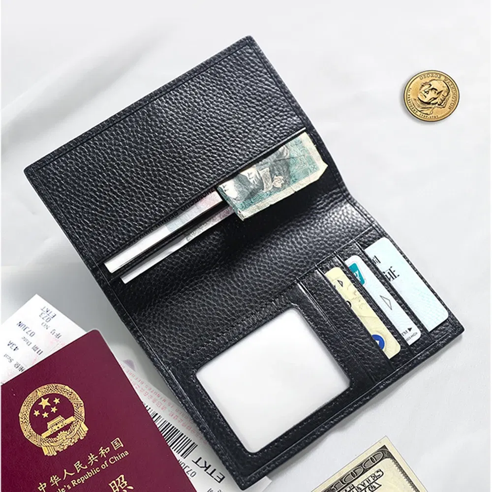 Color: Pink - 100% Cowhide Passport Holder Factory Genuine Leather Engrave Letters Men Women Passport Cover Customized Name Travel Card Wallet