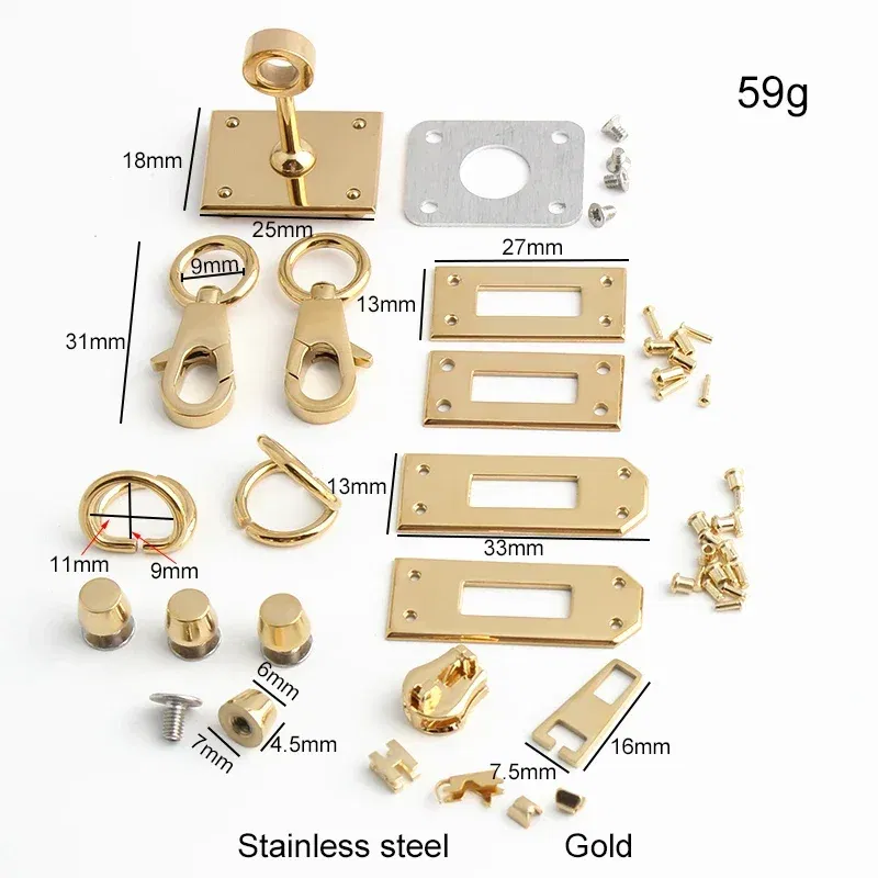 Color: PURPLE, Size: L - Gold,Silver Stainless Steel Metal Rectangle Hanger Clasp Locks For DIY Craft Handbags Purse Bags Buckles Hardware Accessories