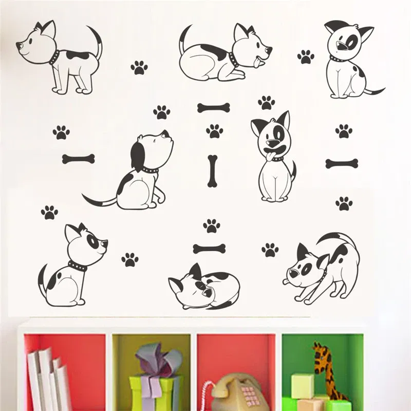 Color: Burgundy - Funny Animals Bird Swinging Wall Stickers Kids Room Decoration Diy Cartoon Monkey Giraffe Lion Mural Art Pvc Posters Home Decals