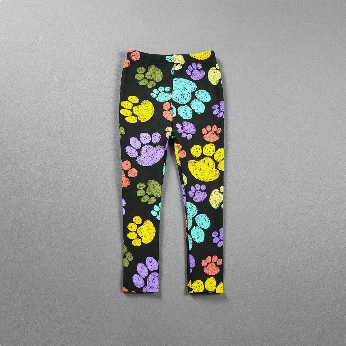 Color: Khaki, Kid Size: 2T - 2-11Y Girls' Pants Autumn and Winter Slim Fit Warm Bottom Pants Thickened Velvet Printed Children's Pants Baby Casual Pants