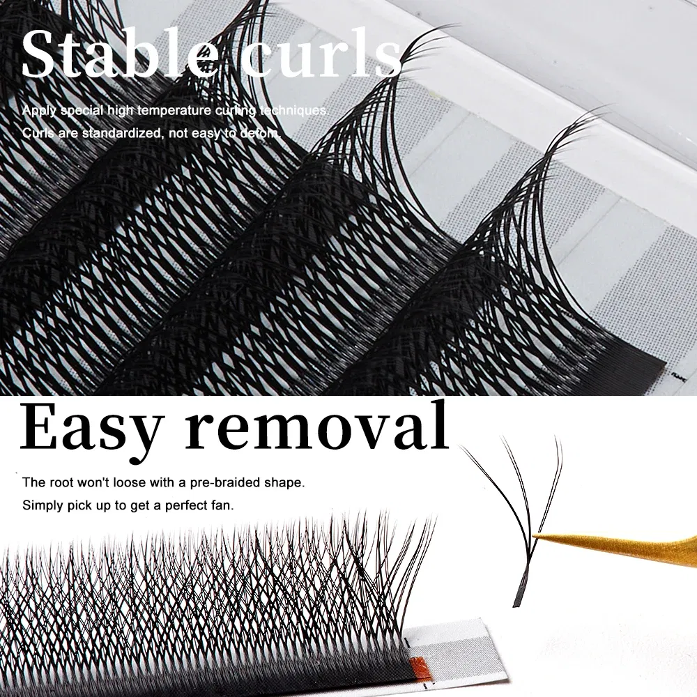 Color: Brushed Slate, Curl: C, Thickness: 0.07mm, Length: 13mm - Yelix Cilios 5D W Shape Eyelash Extensions 4D/6D Premade Volume Fans Natural Soft Automatic Flowering Lash Makeup Supplies