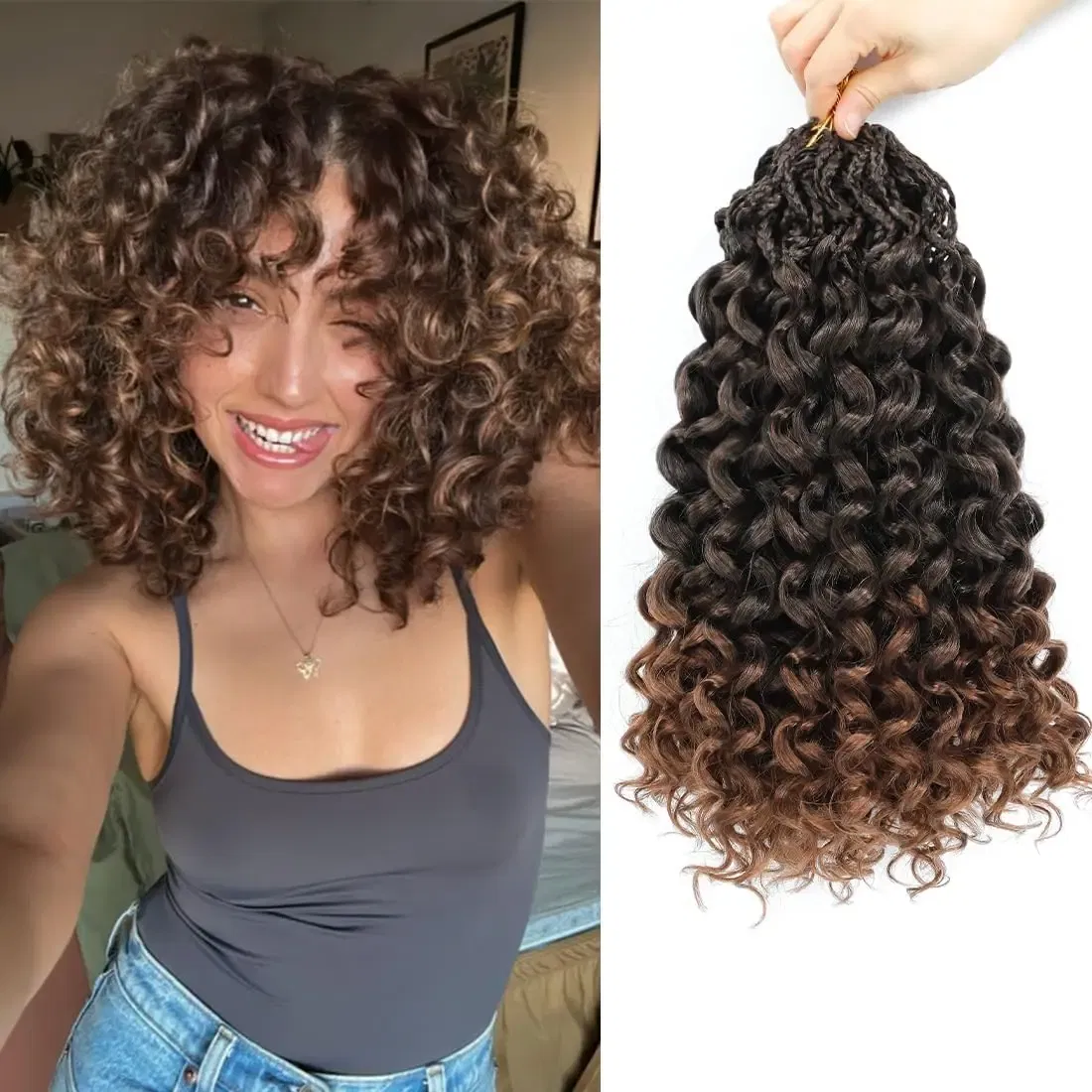 Color: T1B/30, Stretched Length: 10inches, Bulk Buy: 8Pcs/Lot - Box Gogo Curl Crochet Hair for Black Women Pre looped Short Ocean Wave Crochet Hair Water Wave Beach Curl Crochet Braiding Hair