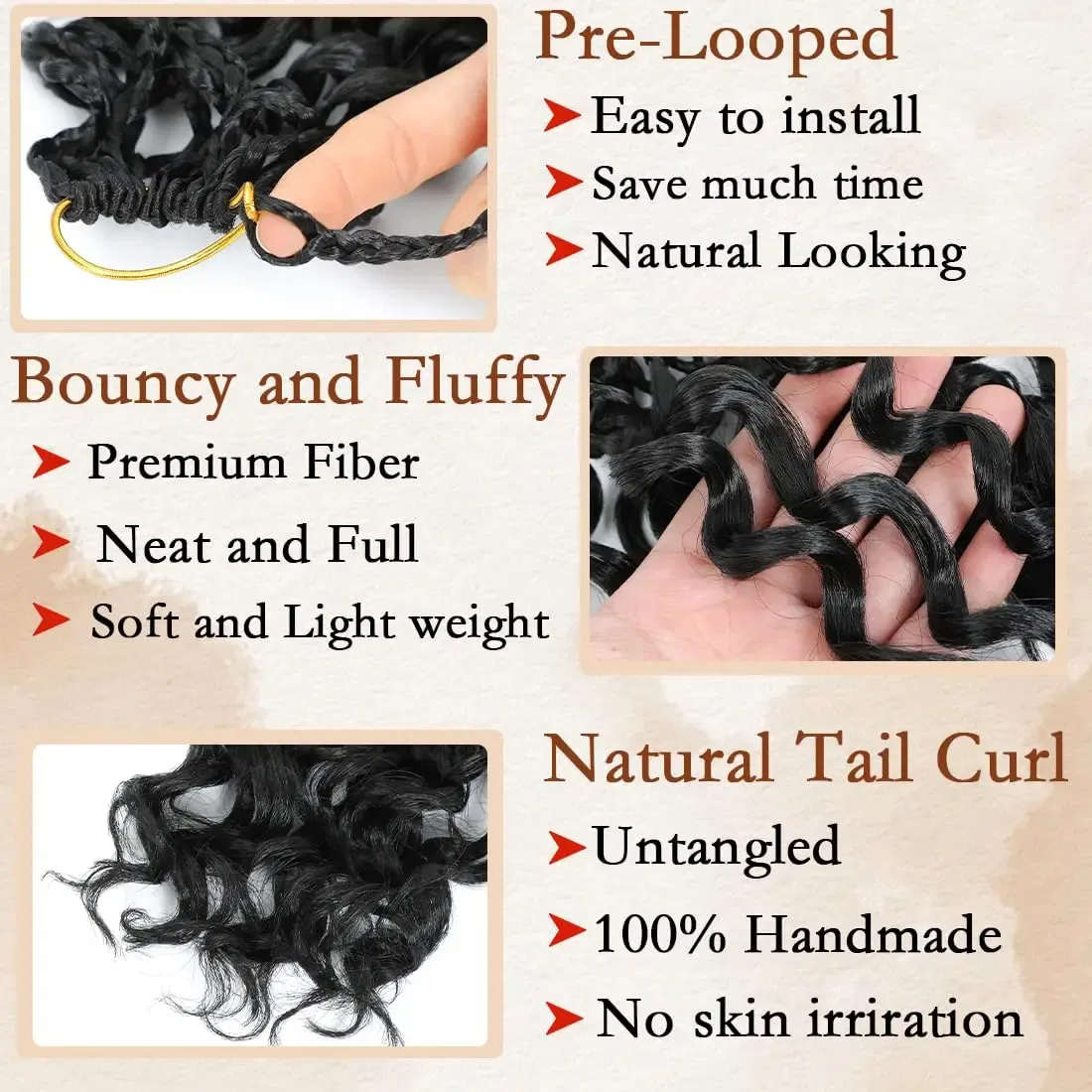 Color: T1B/30, Stretched Length: 10inches, Bulk Buy: 8Pcs/Lot - Box Gogo Curl Crochet Hair for Black Women Pre looped Short Ocean Wave Crochet Hair Water Wave Beach Curl Crochet Braiding Hair