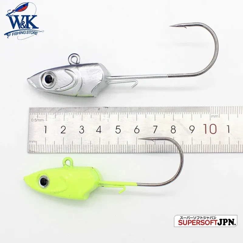 Color: Red - WK Strong 8/0 90g and 6/0 60g Jig Hooks Big Jig Head for Soft Lure Weighted Fishing Hooks Colorful JIGS