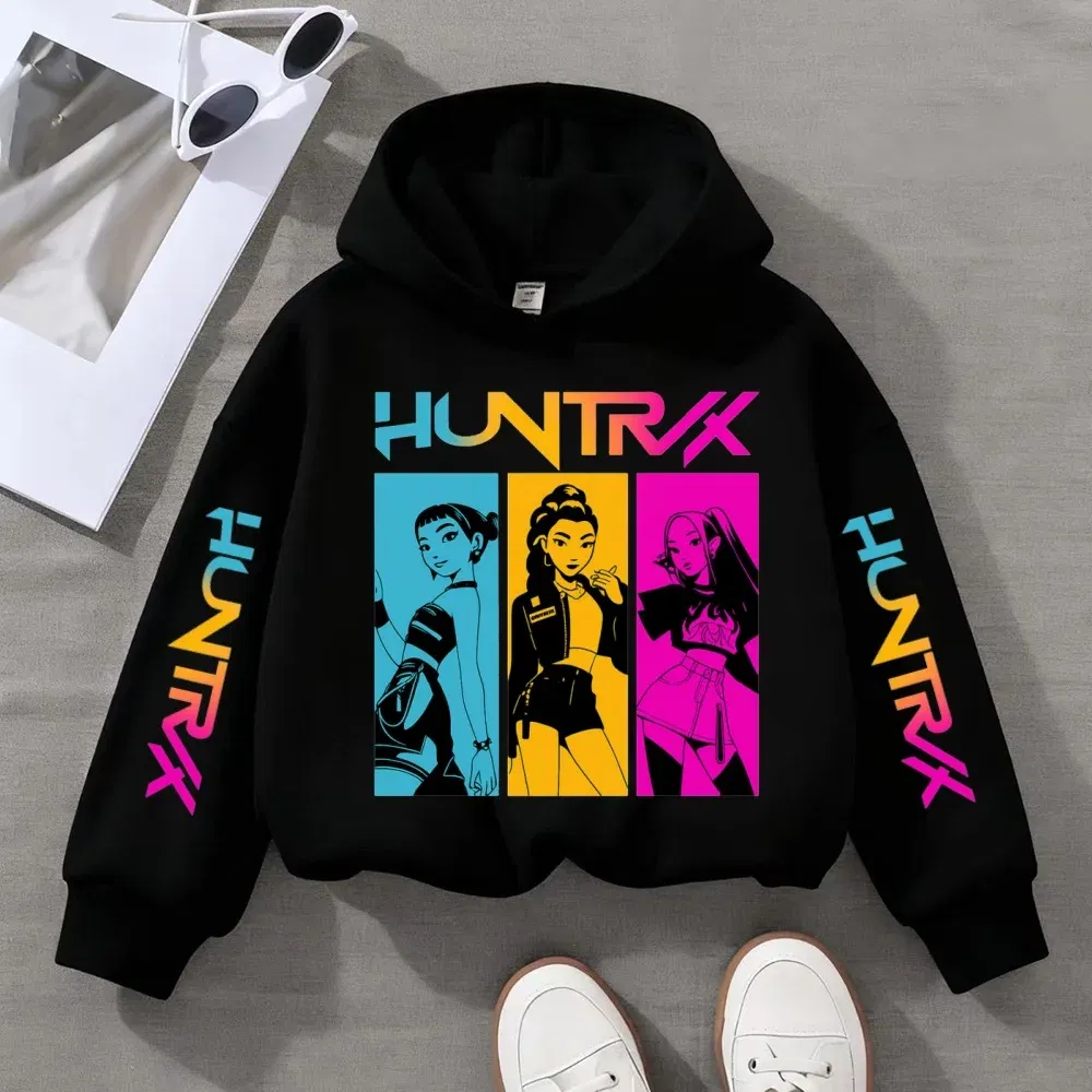 Color: black, Kid Size: 104 - KPOP Demon Hunters Children's Sweatshirt Girls' Clothes Girls' Sweatshirt autumn 2024 New Cute Fashion Hoodie