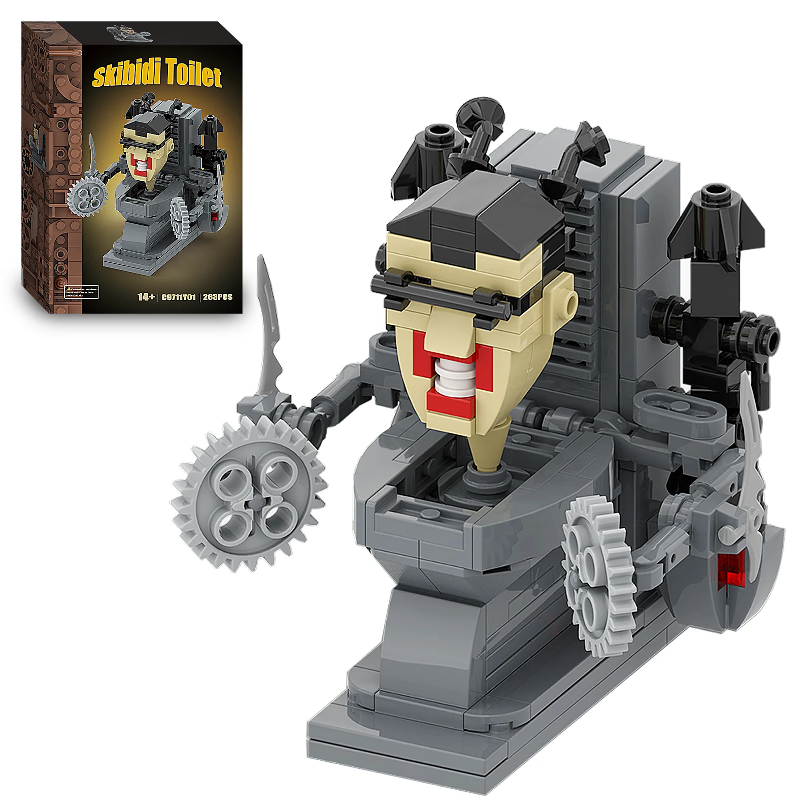 Color: Orange, Ships From: CHINA - Skibidi Toilet Man vs Monitor Building Blocks The Audio and Camera Man Toys  for Kids Adults Game Fans (127/263 PCS)