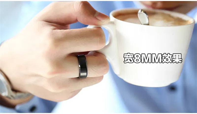 Main Stone Color: Gold, Ring Size: 9 - JUCHAO Classic Ring Men Titanium Black Men Jewelry Wedding Bands Boyfriend Gift Dropshipping