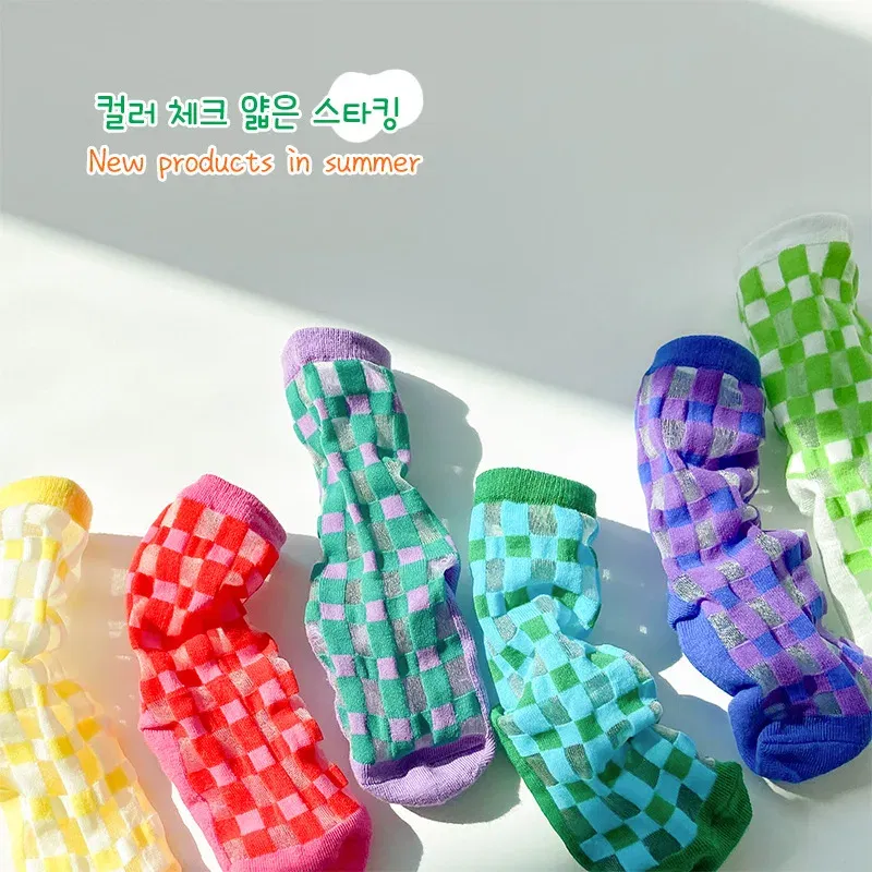 Color: GRAY, Size: 4-6T - Boys Summer Socks Girls Thin Socks Trendy Pattern Crew Socks Children Socks 3 Pairs