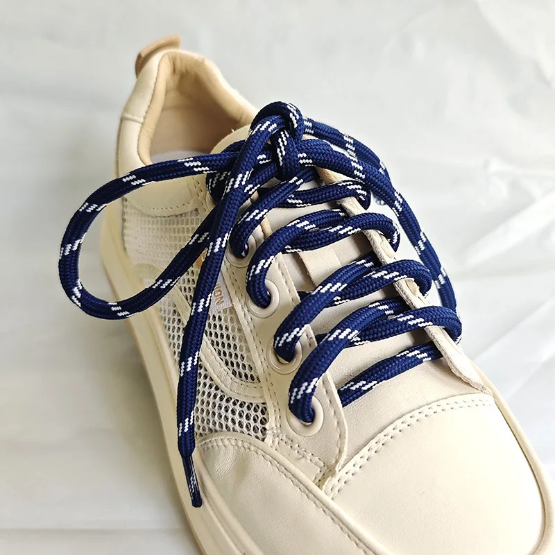 Color: green, Length: 140cm - Colorful Diagonal Dots Round Rope Shoelaces Coarse Weave Polyester Shoes Laces For Women Men Sports Casual Sneaker DE Tran Shoes