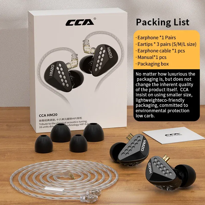 Color: Red - Cca hm20 tecnologia h?­brida 1dd + 7ba alta fidelidade com fio fone de ouvido no monitor fones esporte jogo do telefone móvel bai