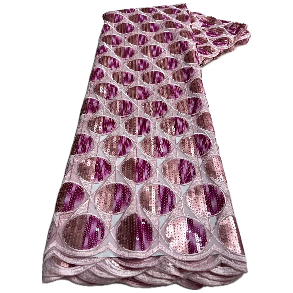 Color: Blue, Length: 5 yards, Width: 120cm - 5 Yards High grade African Organza Cutout Lace Clean Holed Sequins Voile Fine Textured Nigerian Fabric For Occasions Celebrants