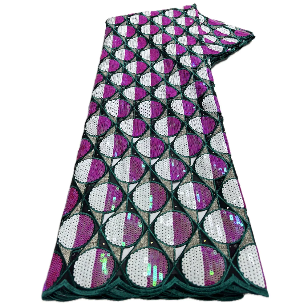 Color: Blue, Length: 5 yards, Width: 120cm - 5 Yards High grade African Organza Cutout Lace Clean Holed Sequins Voile Fine Textured Nigerian Fabric For Occasions Celebrants