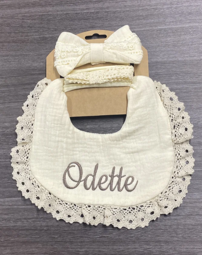 Color: Khaki, Kid Size: 3M - Personalized embroidered baby bib, baby pure cotton gauze bib, mouth in water, baby anti spitting, newborn bib, men's and women'