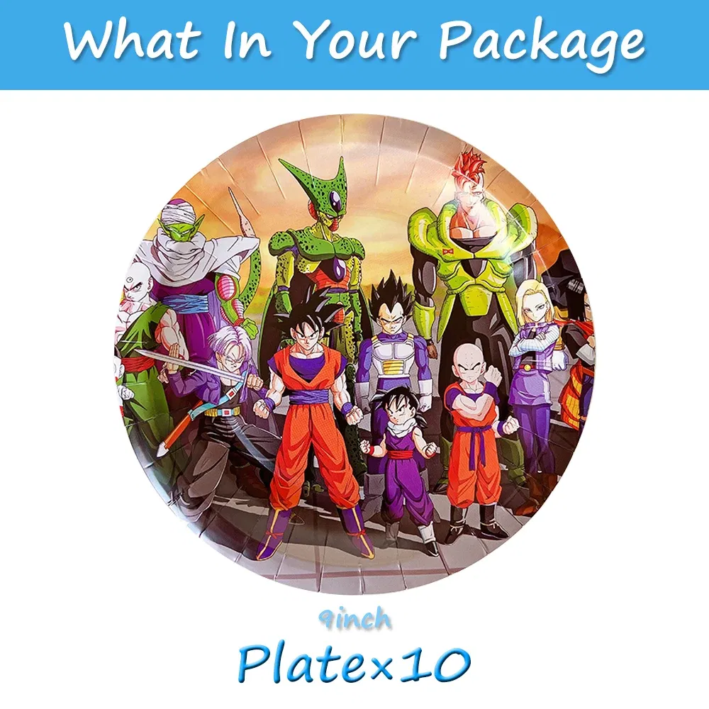Color: Sky blue, Ships From: CHINA - Goku Dragon Ball Z Kids Birthday Party Gift Decoration Boy Tableware Party Supplies Plate Cup Tablecloth Foil Balloon CakeTopper