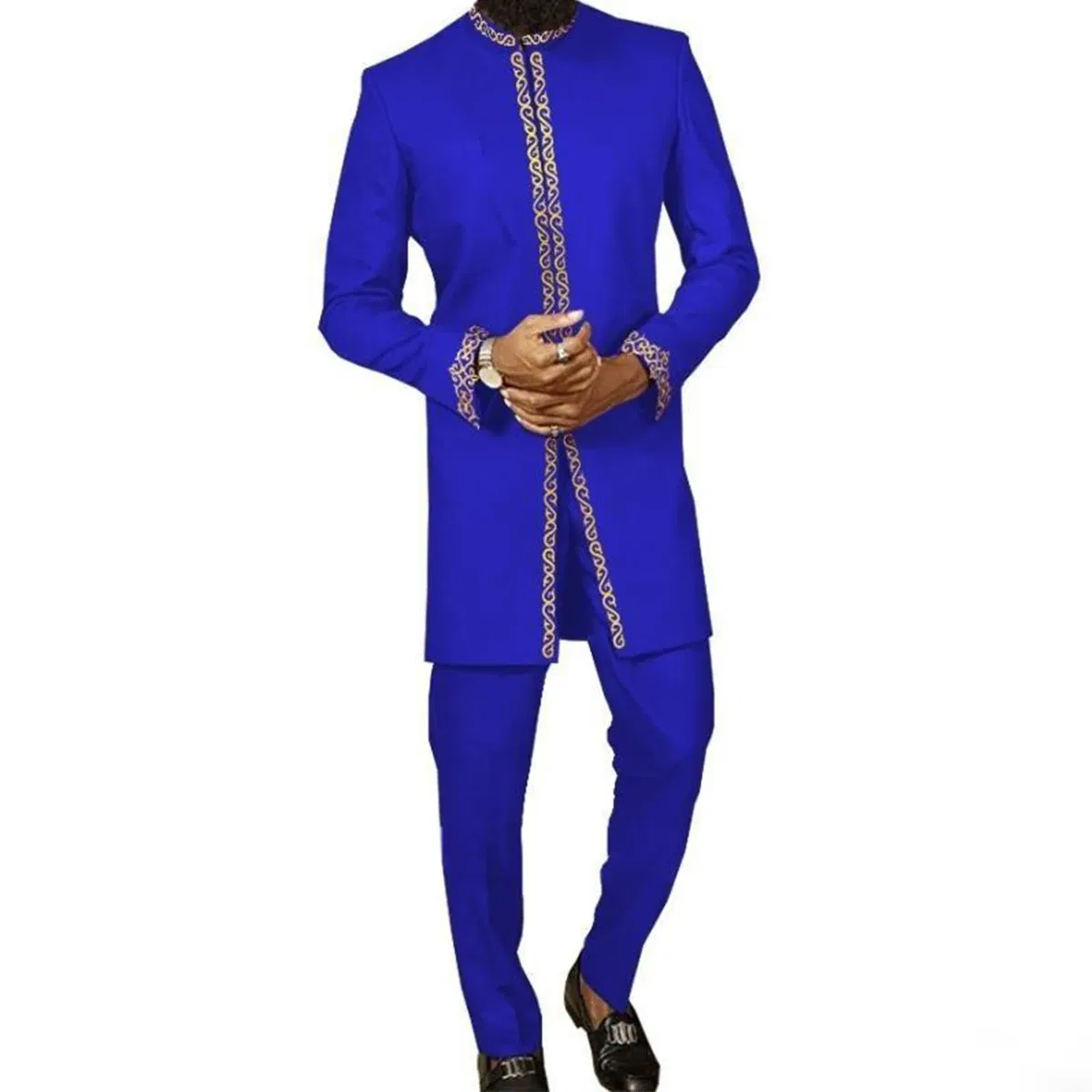 Color: Ivory, Size: L - 2024 New African Traditional Men's Set Elegant and Fashionable Men's Suit Casual Embroidery Two Piece Set Men's Suit Kaftan
