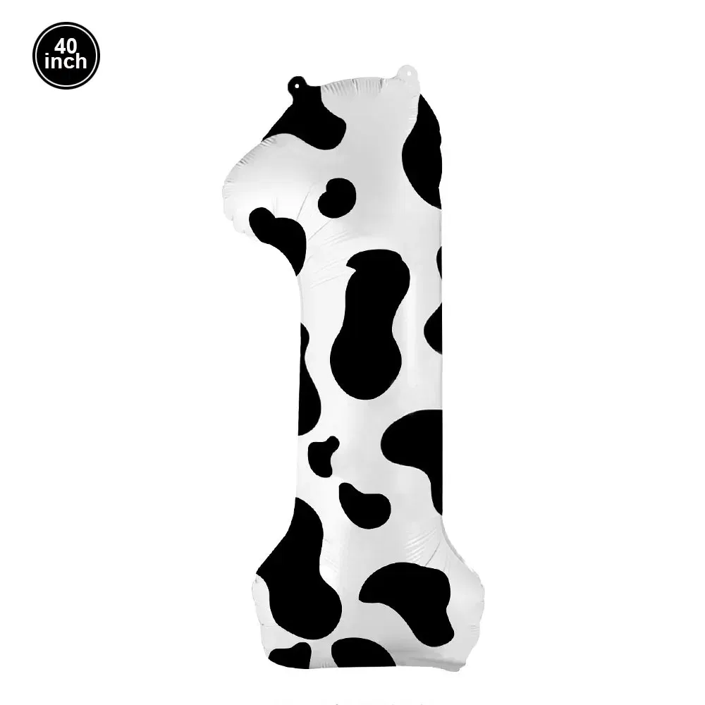 Color: Burgundy - Cow Party Supplies Standing Cow Balloon 40inch Number Balloon Cow Print Latex Balloon Children's Farm Birthday Party Decoration