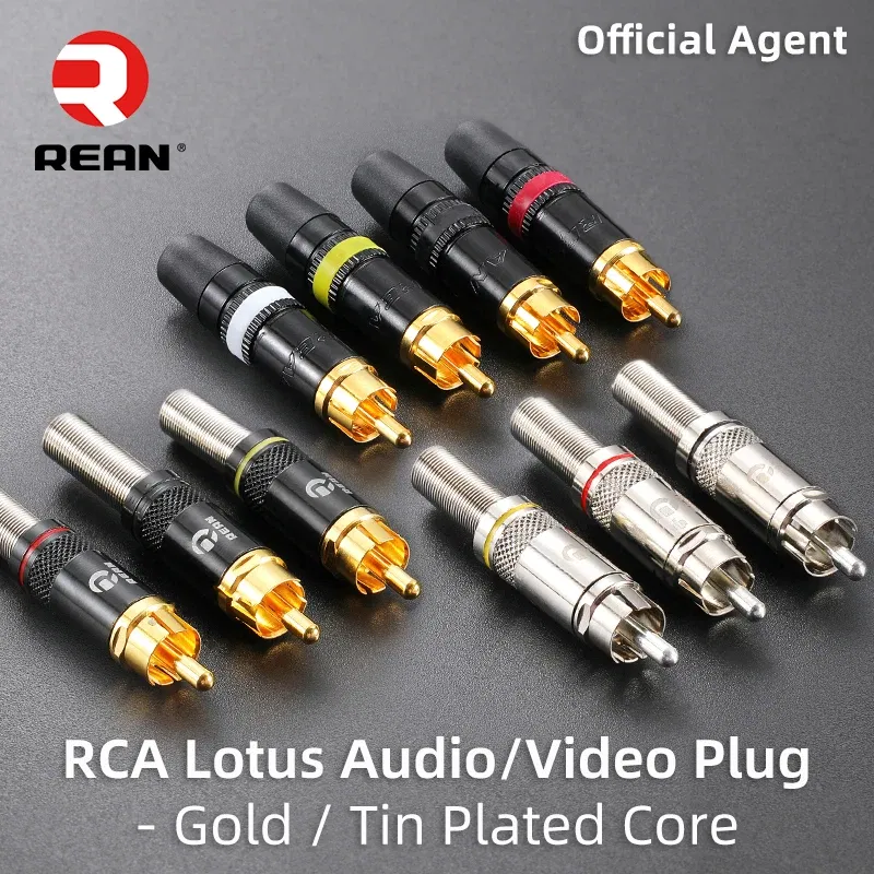 Color: Silver - Original Neutrik's REAN Gold-plated Phono RCA Connector Audio Video Lotus Plug NYS373 Cable Connector NYS366 with Spring Tail