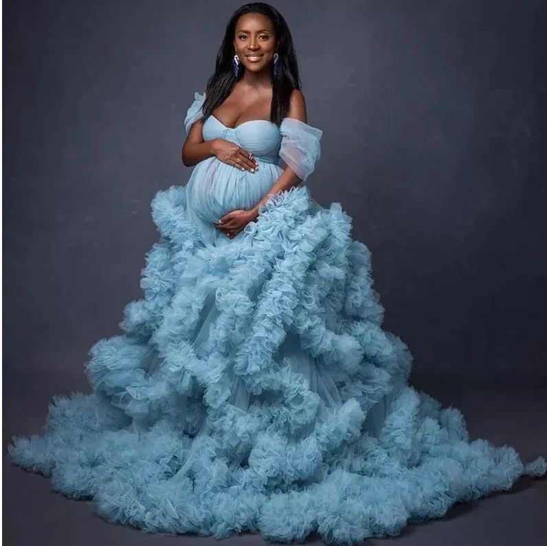 Color: Orange, Maternity Size: M, Ships From: CHINA - Tulle Long Maternity Dress Photoshoot  п?»?°?‚ь?µ  photography dresses baby shower dresses for pregnant woman  п?»?°?‚ь?µ д?»я ?±?µ