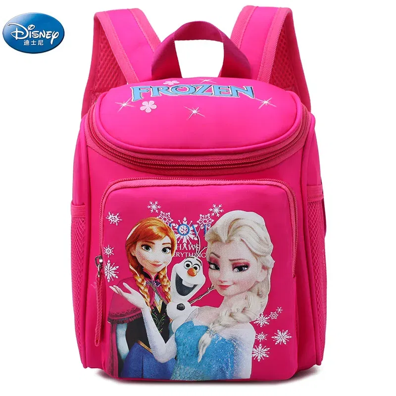Color: WHITE - Disney New girls frozen elsa anna princess Plush Backpacks kids School Bag Breathable kindergarten backpack