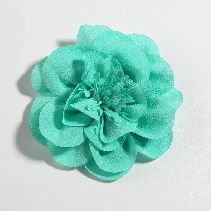 Color: black - 1PC 10CM 3.8" Big Chiffon Flowers Hair Clips Hairpins Handmade Artificial Rolled Rose Fabric Flower For Girls Head Accessories