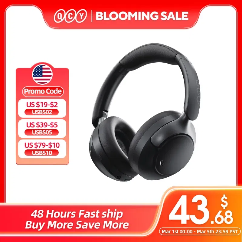 Color: Blue, Ships From: CHINA - QCY H3 Pro ANC Wireless Headphone 50dB Noise Canceling Hi-Res Spatial Audio Earphone with LDAC Bluetooth 5.4 Over Ear Headset