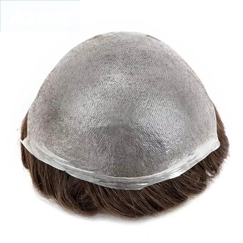 0.03 Ultra Thin Skin Toupee Undetectable Men's Capillary Prosthesis Realistic Wig Man Human Hair Microskin Hair System For Men