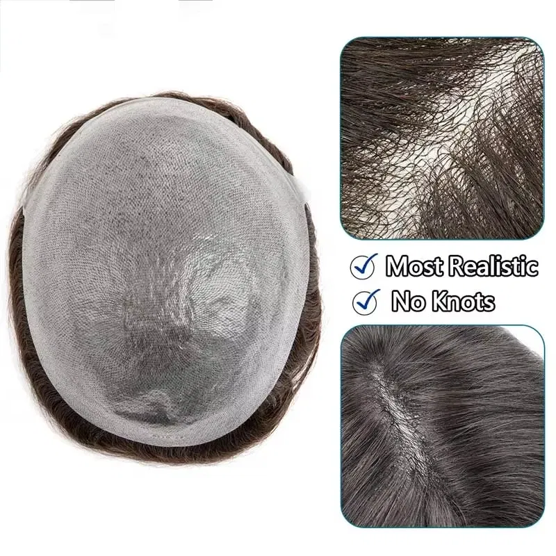 0.03 Ultra Thin Skin Toupee Undetectable Men's Capillary Prosthesis Realistic Wig Man Human Hair Microskin Hair System For Men