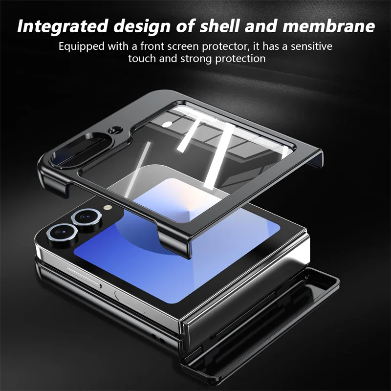 Color: GRAY, Material: ABS - 360?° Magnetic Rotate Holder Ring Phone Case For Samsung Galaxy Z Flip 6 5 4 Flip6 Flip5 Flip4 Flip3 Hard Shell Protection Cover