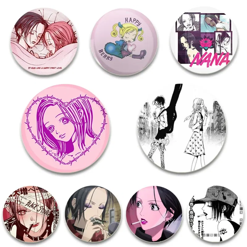 Color: Pure White, Size: M - 58/44/32MM Anime Cartoon Figure Nana Brooches Cosplay Exquisit Badge for Collar Backpack Hat Accessory Handmade Enamel Pin