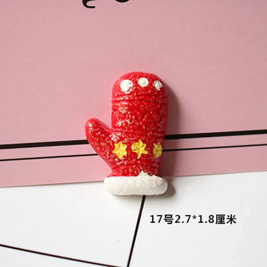 Color: Orange - 100pcs/lot Glitter Christmas tree snowman 3D resin patch for diy fridge magnet phone hair accessories wholesale