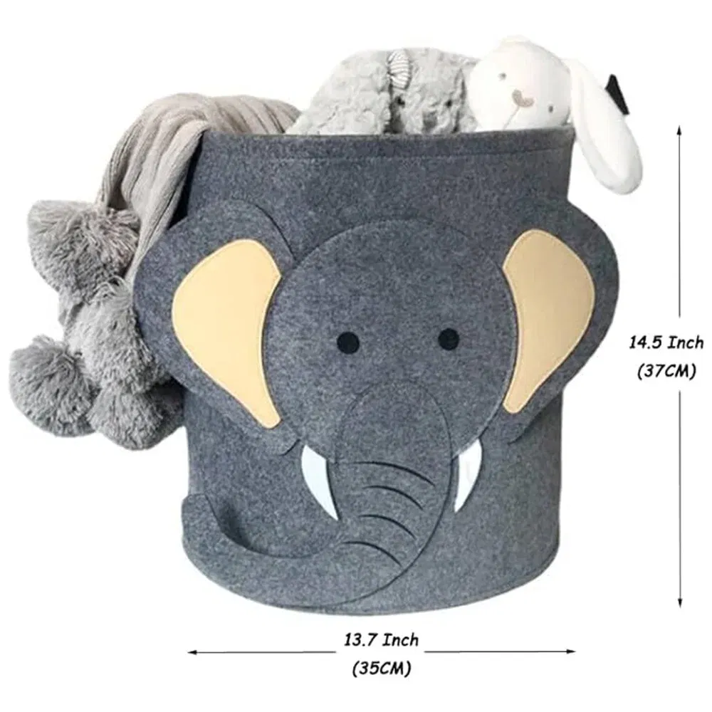 Color: Dark Khaki - Cartoon Storage Basket Washable Dirty Clothes Basket Foldable Children's Toy Clothes Storage Bucket Home Storage Laundry Basket