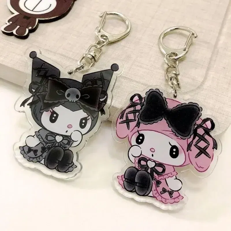 Color: WHITE - Sanrioed Cute Kawaii Cartoon 10cm Kuromi My Melody Dark Wind Acrylic Bag Pendant Couple Keychain Acrylic Pendant