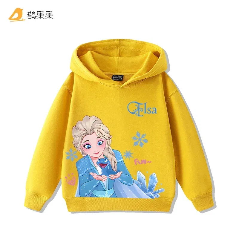 Color: PURPLE, Kid Size: 5 - Queen Elsa Surrounding Girls Autumn and Winter Hooded Sweatshirt Children Girl Children's Tops Cute Long-sleeved Coat