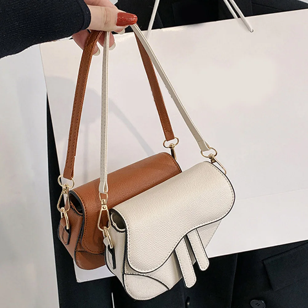 Color: GRAY - Women Fashion Mini Handbags Hasp Zipper Messenger Bags Saddle Bag Solid Color Casual Simple Inside Lock Ornament Bag